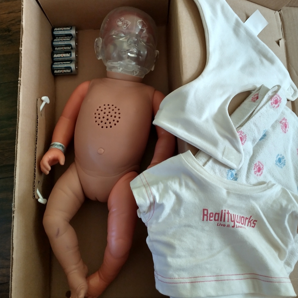 Realcare shaken baby syndrome infant simulator doll reality works think it over